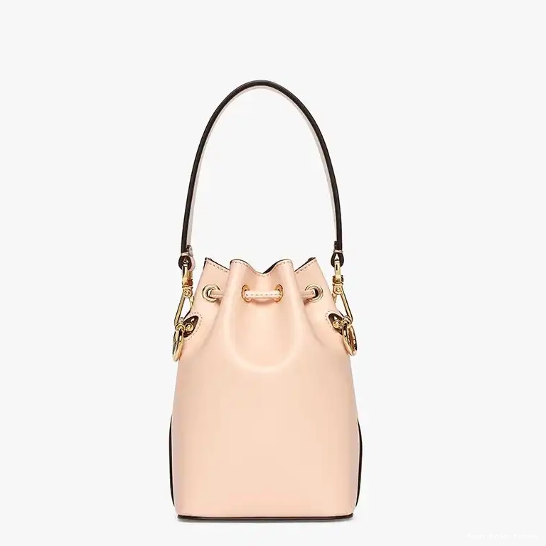 Affordable HOT Leather Bucket Logo ROMA Tresor Fendi Mini Calf Mon Bag In Cherry 0602